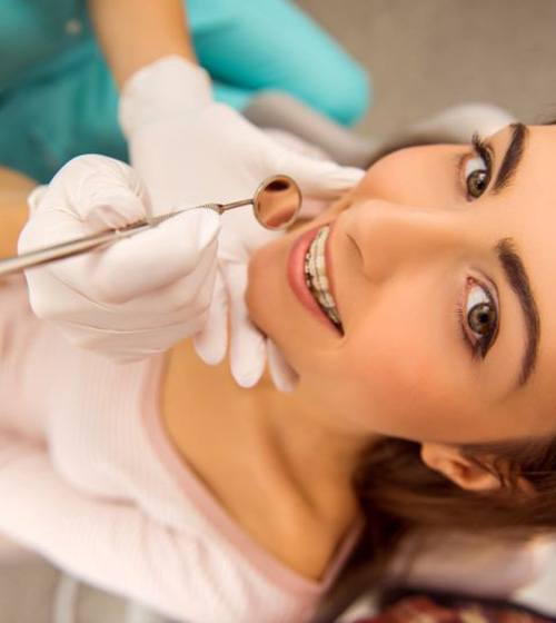 Photo of orthodontic patient taken from above